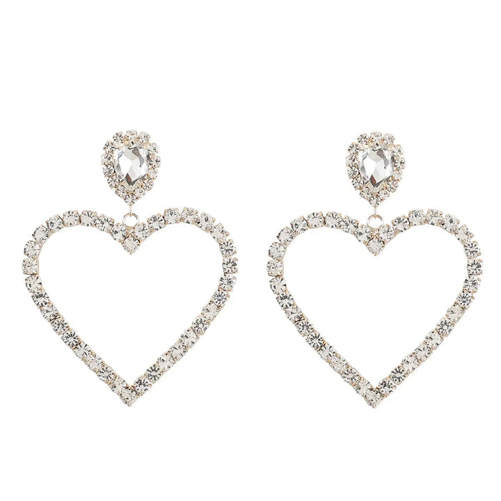 Radiant Heart Sparkling Diamond Shaped Rhinestone Glass Earrings for Women LOVCIA