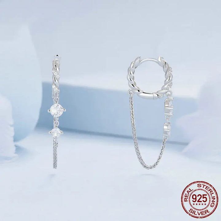 Dazzling Brilliance Crystal Sterling Silver Tassel Earrings LOVCIA