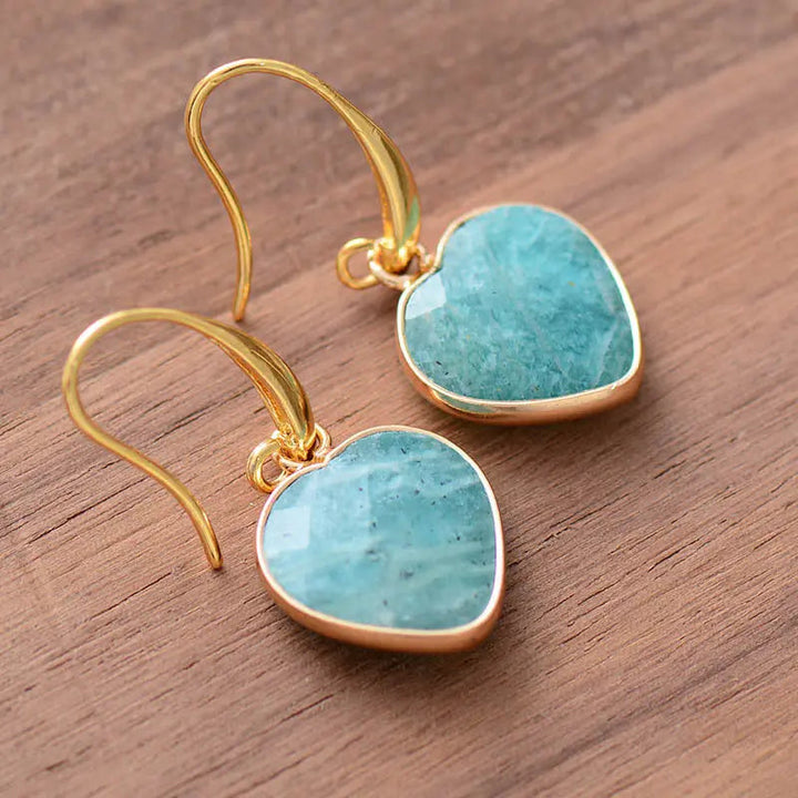 Natural Stone Heart Drop Earrings LOVCIA