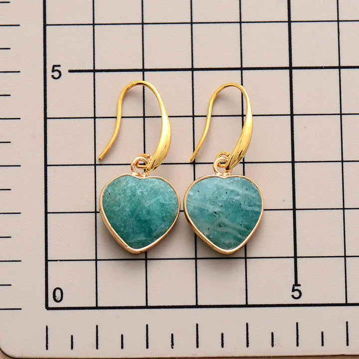 Natural Stone Heart Drop Earrings LOVCIA