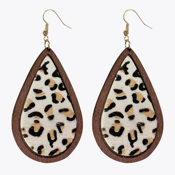 Teardrop Shape Wooden Dangle Earrings LOVCIA