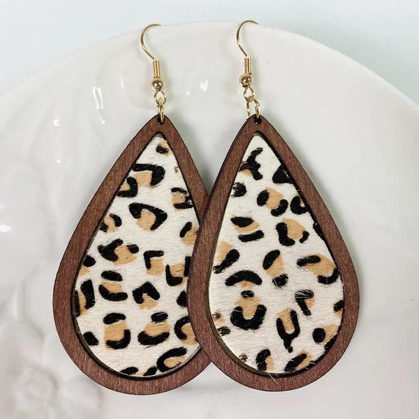 LOVCIA Teardrop Shape Wooden Dangle Earrings