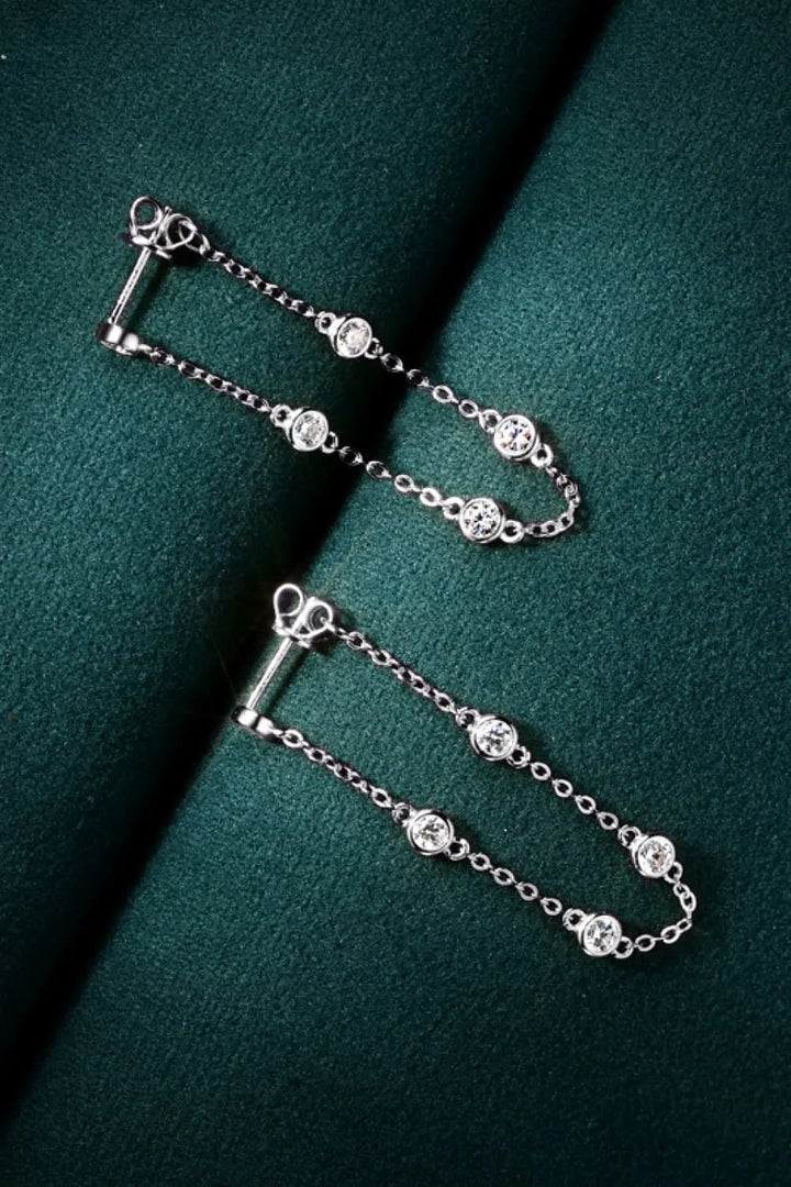 1 Carat Moissanite 925 Sterling Silver Chain Earrings LOVCIA