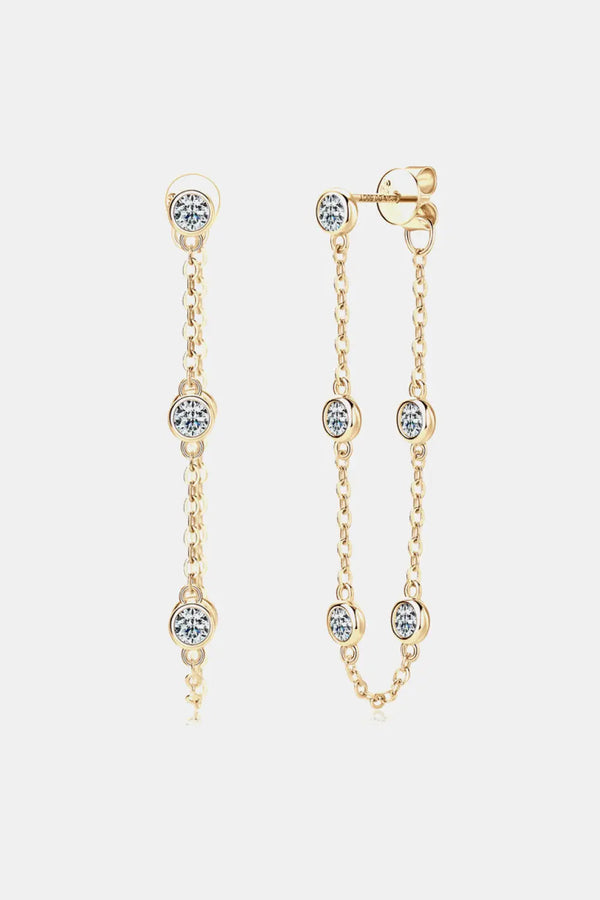 1 Carat Moissanite 925 Sterling Silver Chain Earrings LOVCIA