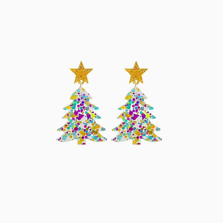 Christmas Tree Acrylic Dangle Earrings LOVCIA