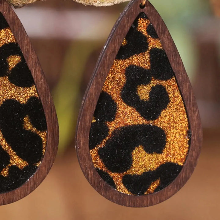 LOVCIA Sequin Wood Teardrop Earrings