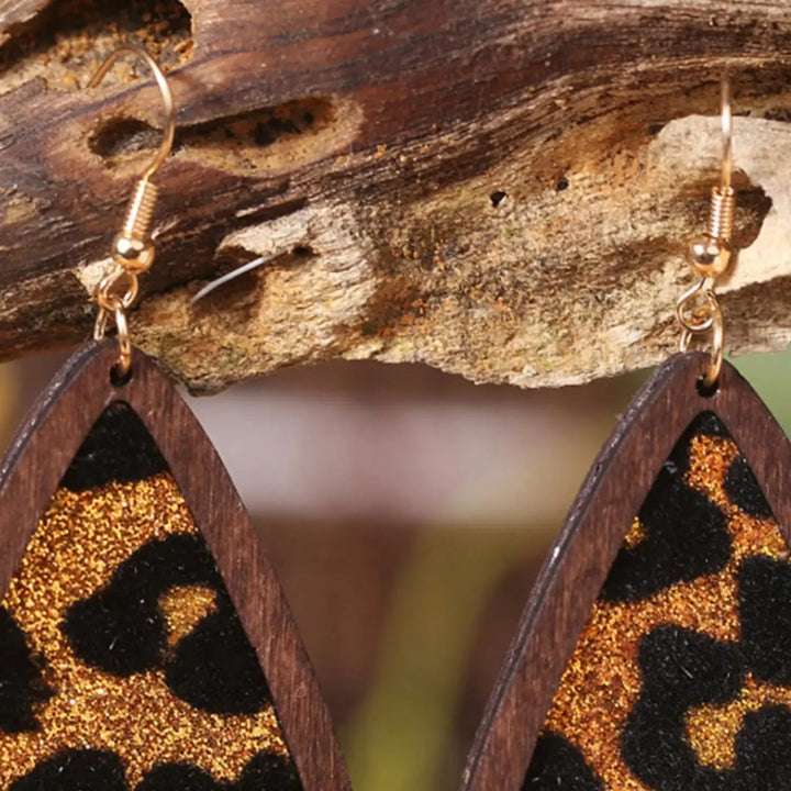 LOVCIA Sequin Wood Teardrop Earrings