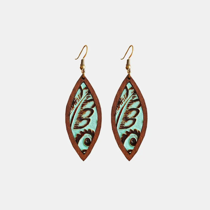 Geometrical Shape Wooden Dangle Earrings LOVCIA