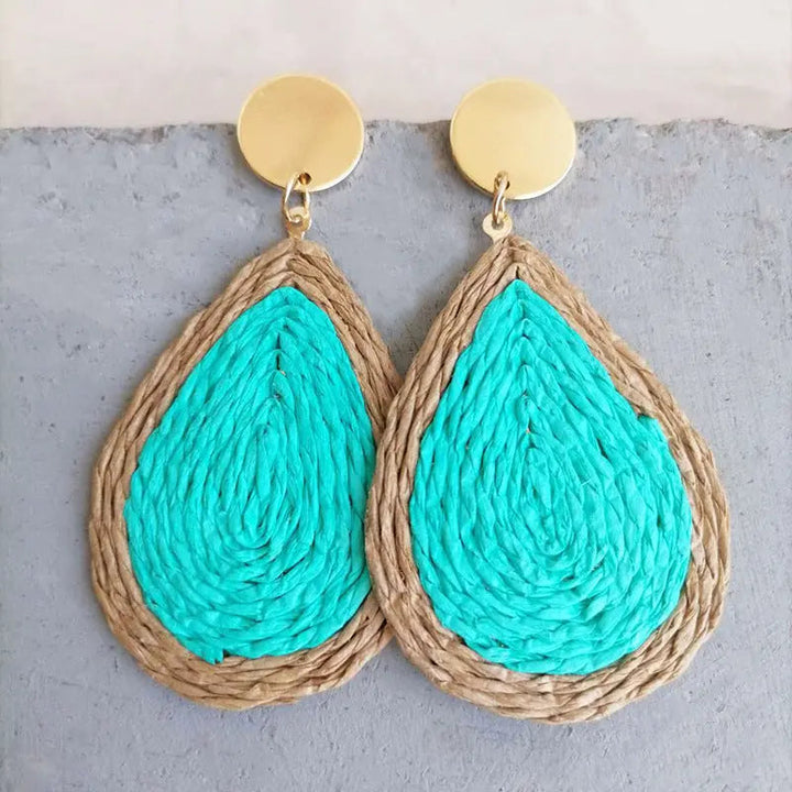 Raffia Grass Teardrop Earrings LOVCIA