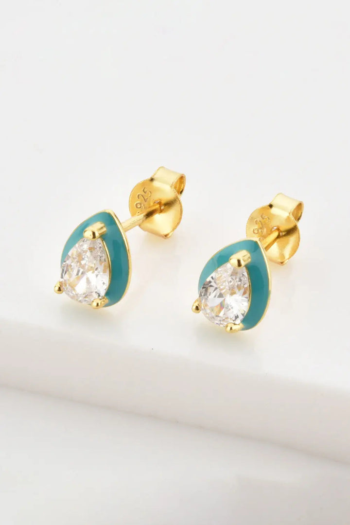 925 Sterling Silver Zircon Teardrop Stud Earrings LOVCIA