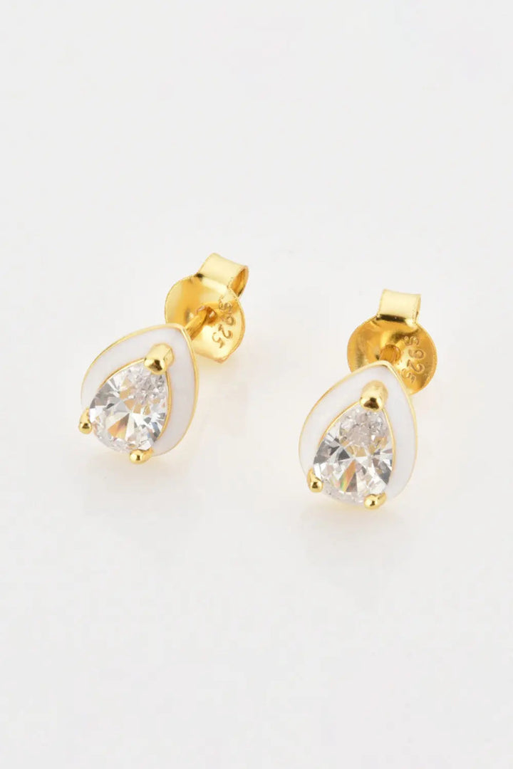 925 Sterling Silver Zircon Teardrop Stud Earrings LOVCIA