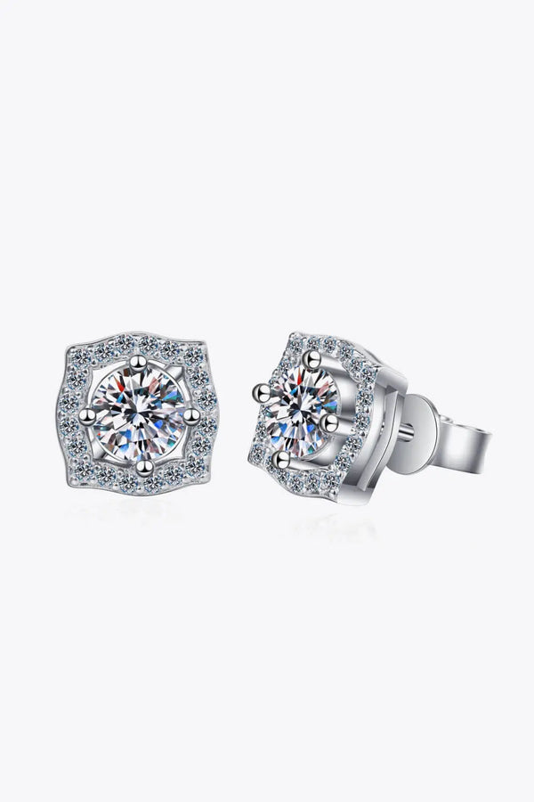 LOVCIA 1 Carat Moissanite Geometric Stud Earrings