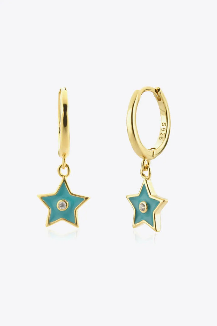 Zircon 925 Sterling Silver Star Drop Earrings LOVCIA