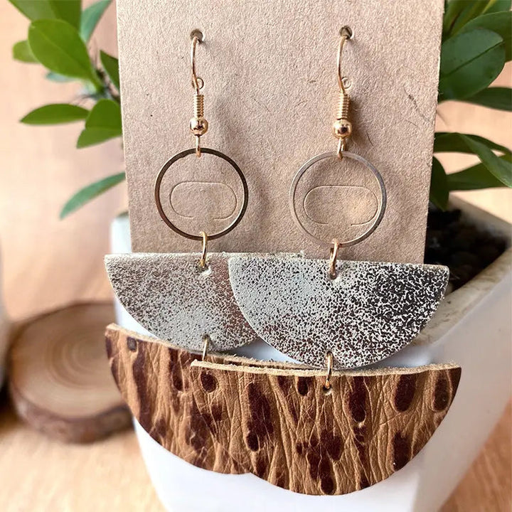 PU Semicircle Drop Earrings LOVCIA