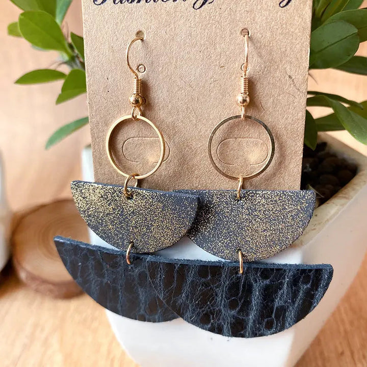 PU Semicircle Drop Earrings LOVCIA