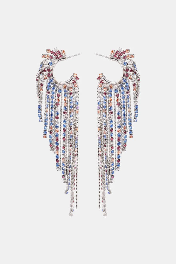 Fringed Rhinestone Zinc Alloy Dangle Earrings LOVCIA