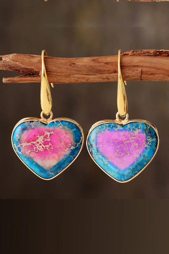 Natural Stone Heart Drop Earrings LOVCIA