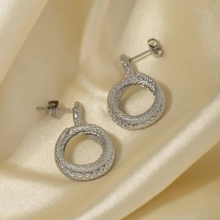 LOVCIA Stainless Steel Silver-Plated Snake Earrings