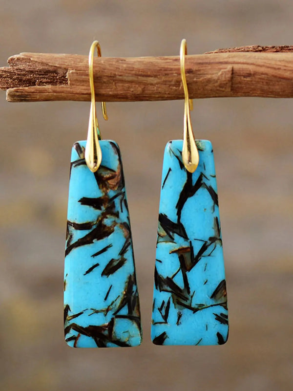 Geometrical Shape Imperial Jasper Dangle Earrings LOVCIA