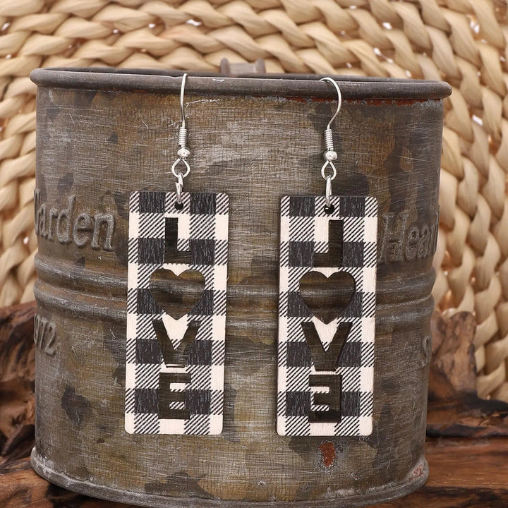 Wooden Cutout Dangle Earrings LOVCIA