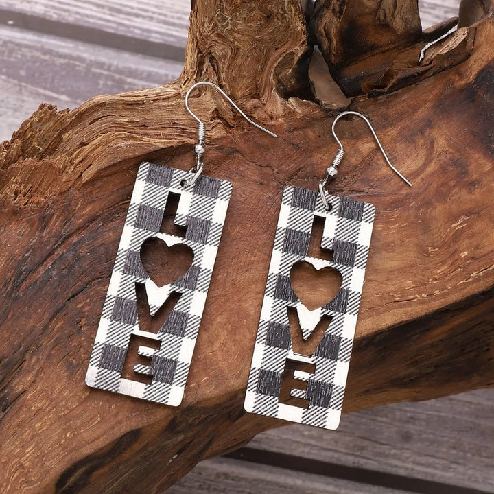 Wooden Cutout Dangle Earrings LOVCIA