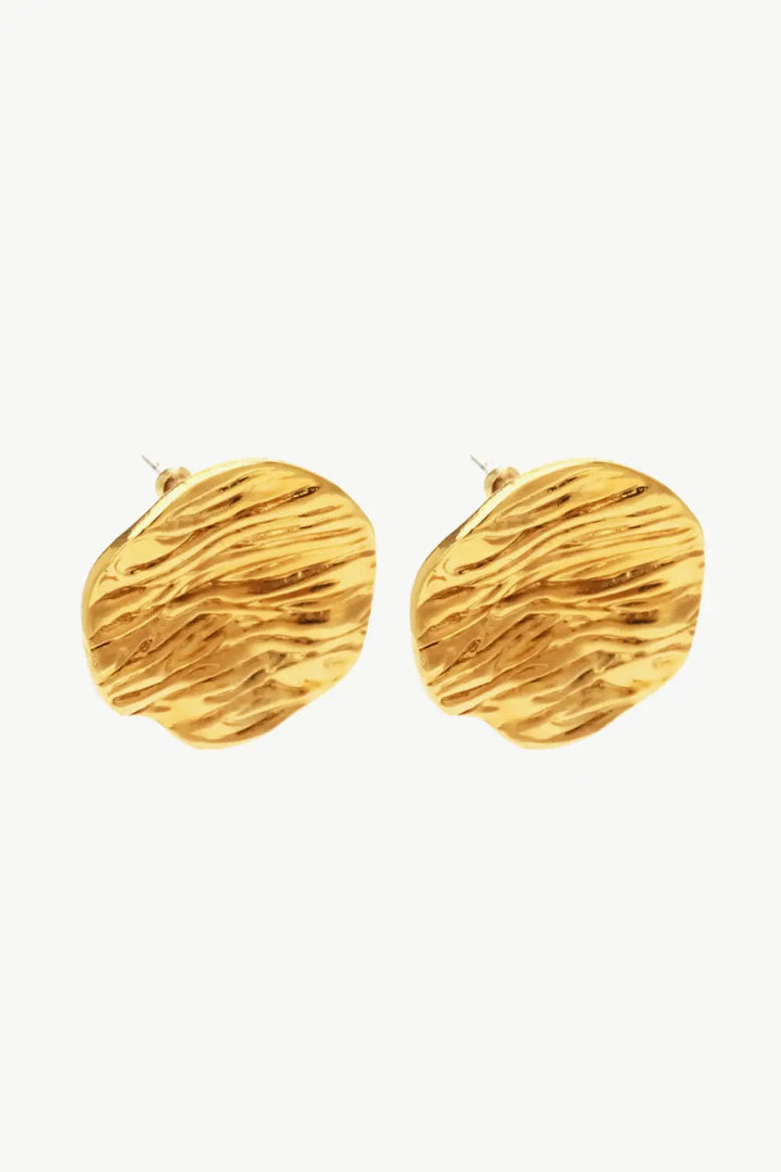 18K Gold-Plated Textured Stud Earrings LOVCIA