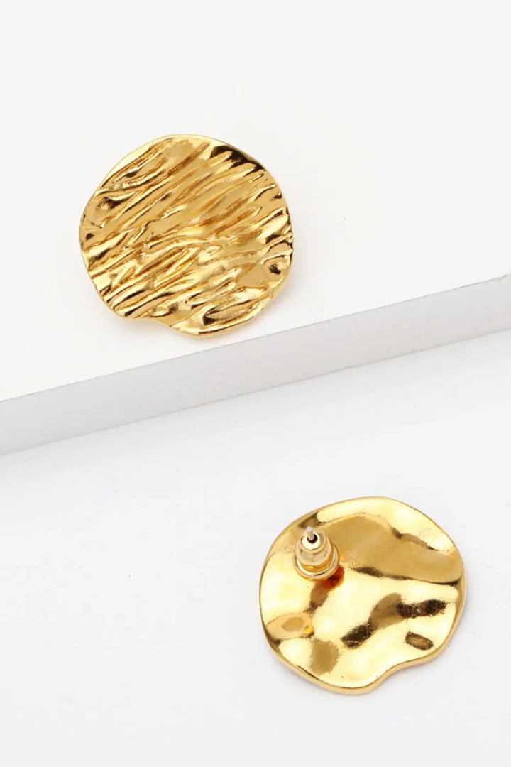 18K Gold-Plated Textured Stud Earrings LOVCIA