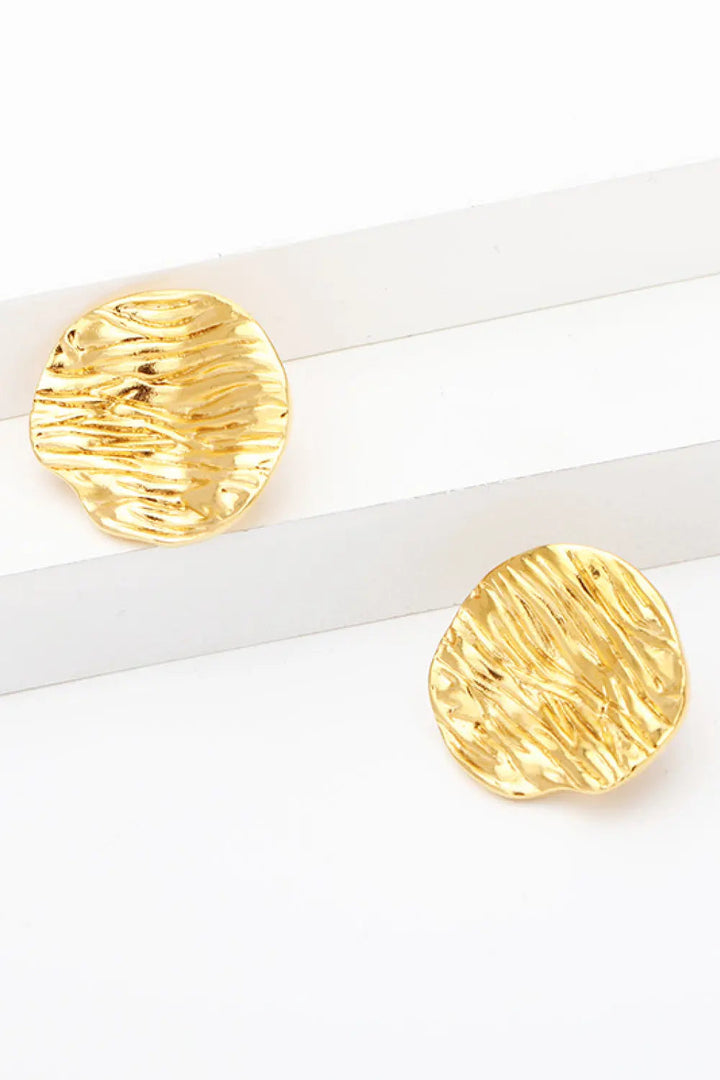 18K Gold-Plated Textured Stud Earrings LOVCIA