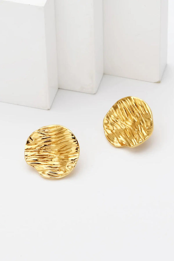 18K Gold-Plated Textured Stud Earrings LOVCIA