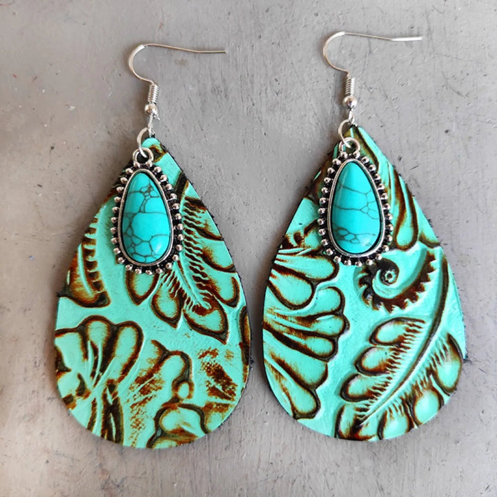 Artificial Turquoise Teardrop Earrings LOVCIA