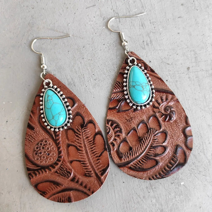 Artificial Turquoise Teardrop Earrings LOVCIA