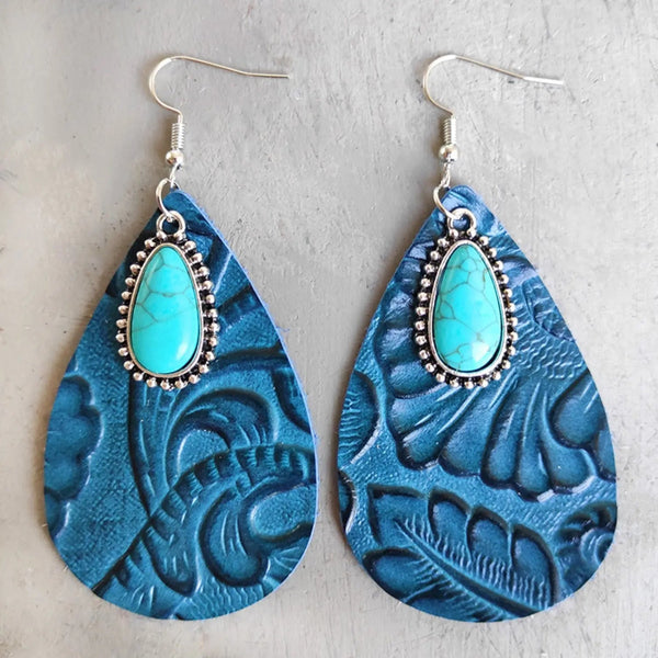 Artificial Turquoise Teardrop Earrings LOVCIA