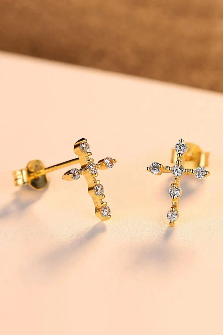 Zircon Cross 925 Sterling Silver Earrings LOVCIA