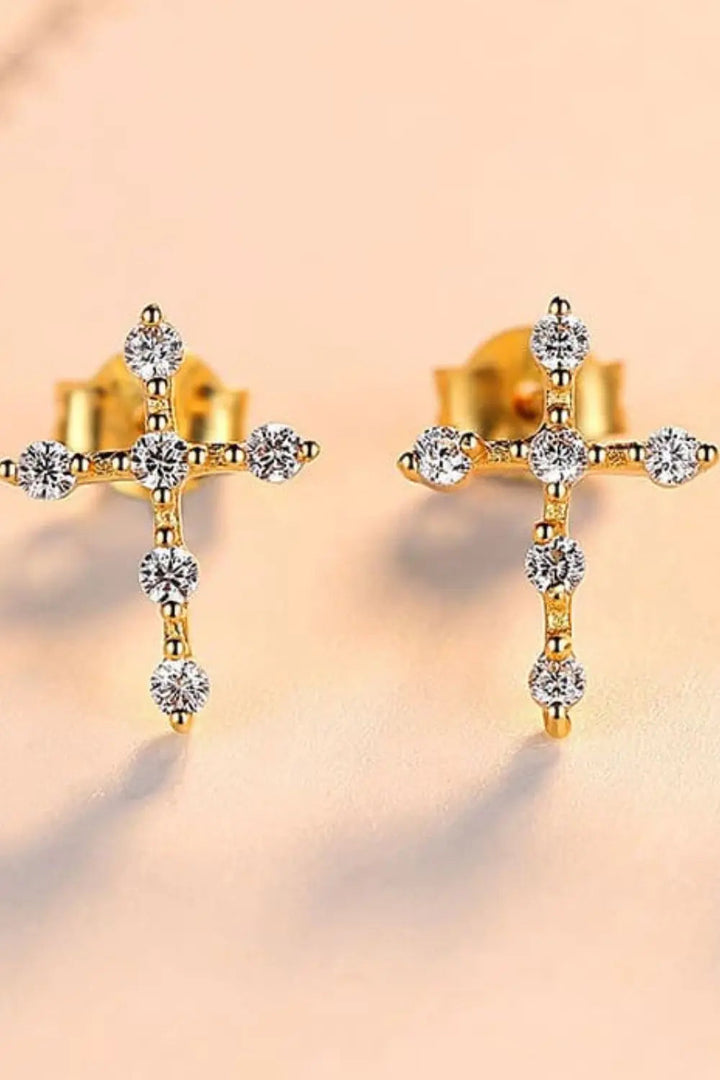 Zircon Cross 925 Sterling Silver Earrings LOVCIA