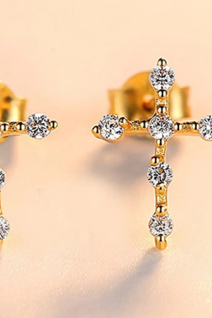 Zircon Cross 925 Sterling Silver Earrings LOVCIA