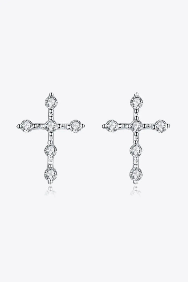 Zircon Cross 925 Sterling Silver Earrings LOVCIA