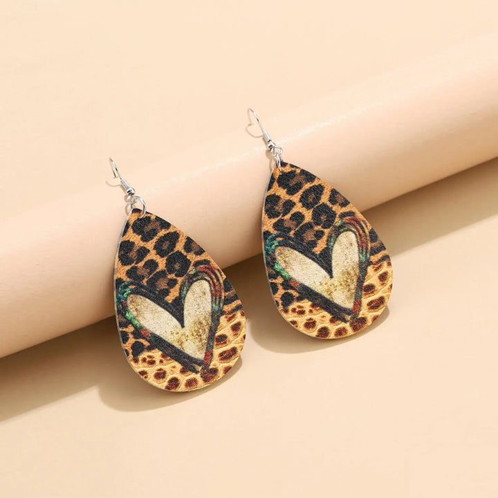 PU Leather Leopard Teardrop Earrings LOVCIA