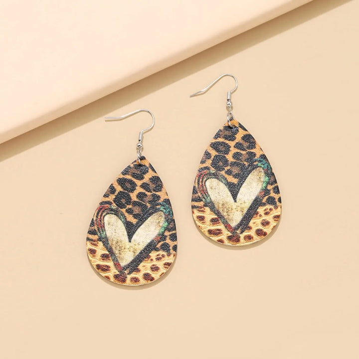 PU Leather Leopard Teardrop Earrings LOVCIA