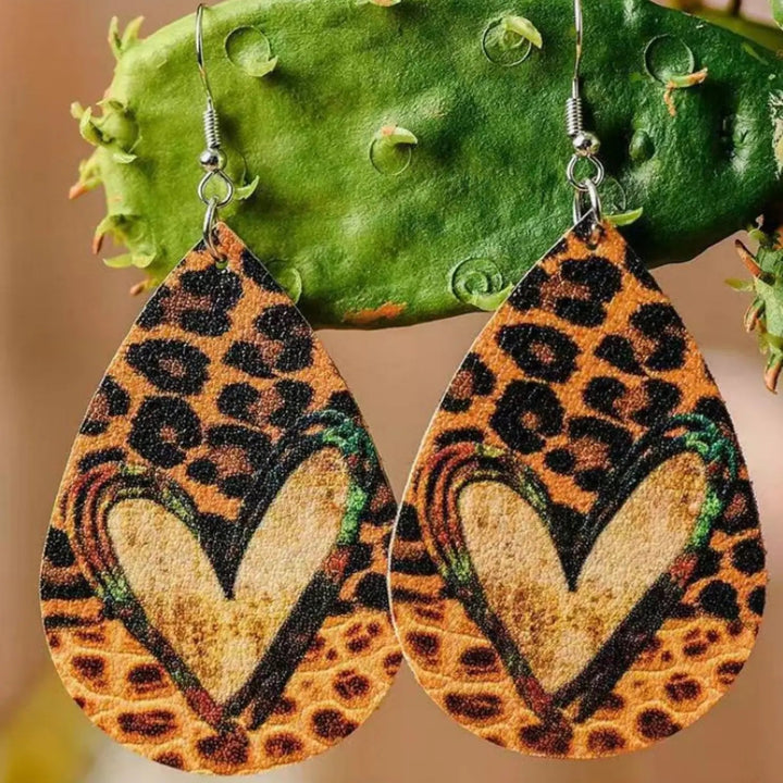 PU Leather Leopard Teardrop Earrings LOVCIA