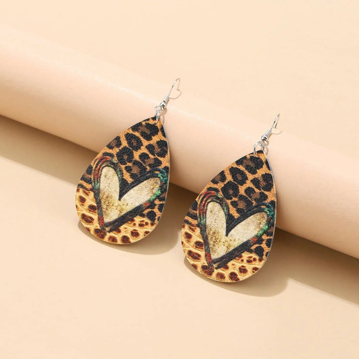 PU Leather Leopard Teardrop Earrings LOVCIA