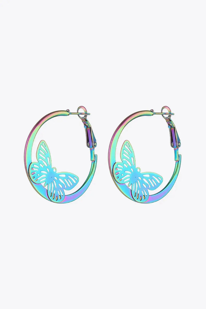 LOVCIA Multicolored Butterfly Huggie Earrings