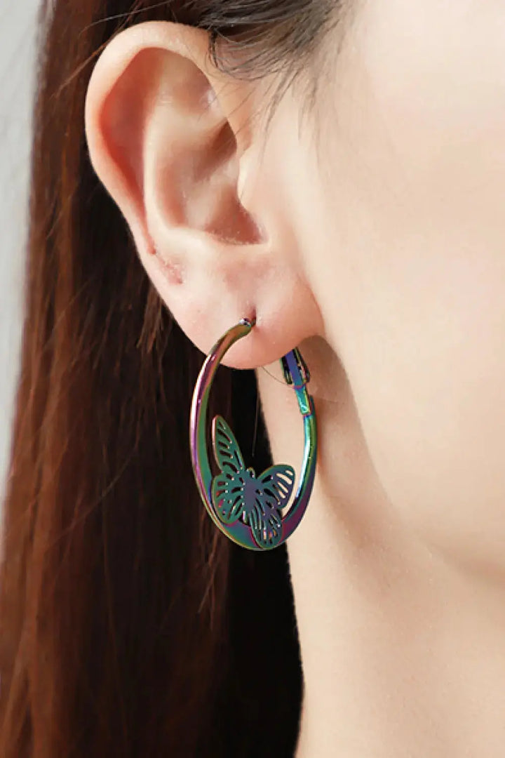 LOVCIA Multicolored Butterfly Huggie Earrings