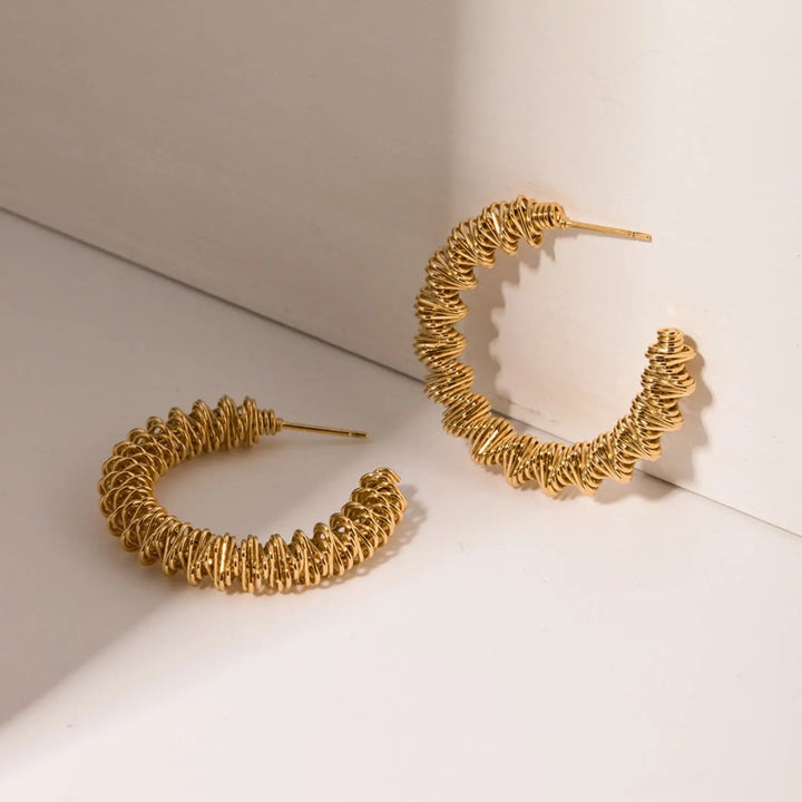 18K Gold-Plated Stainless Steel C-Hoop Earrings LOVCIA