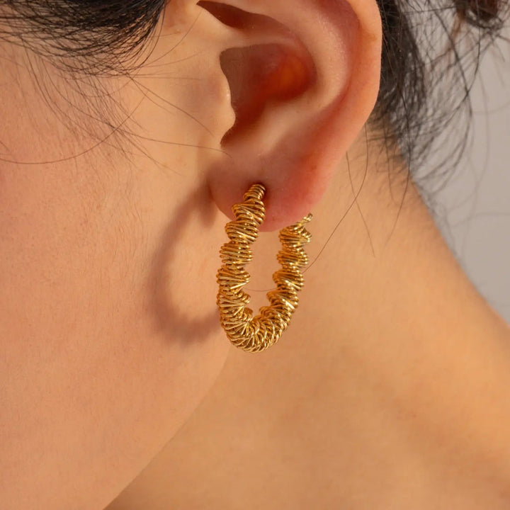 18K Gold-Plated Stainless Steel C-Hoop Earrings LOVCIA