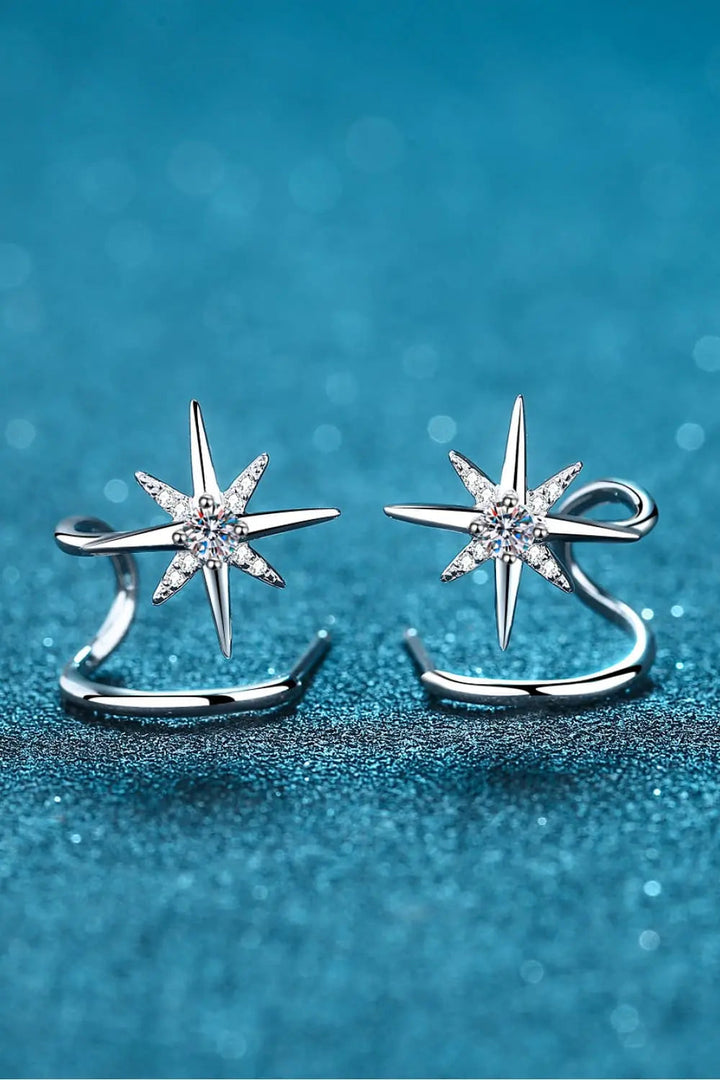 Moissanite Star Rhodium-Plated Earrings LOVCIA