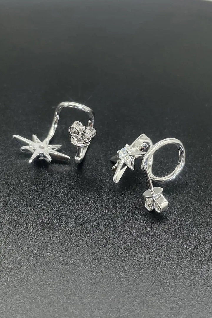 Moissanite Star Rhodium-Plated Earrings LOVCIA