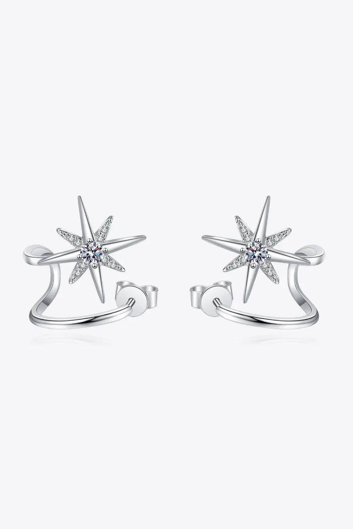 Moissanite Star Rhodium-Plated Earrings LOVCIA