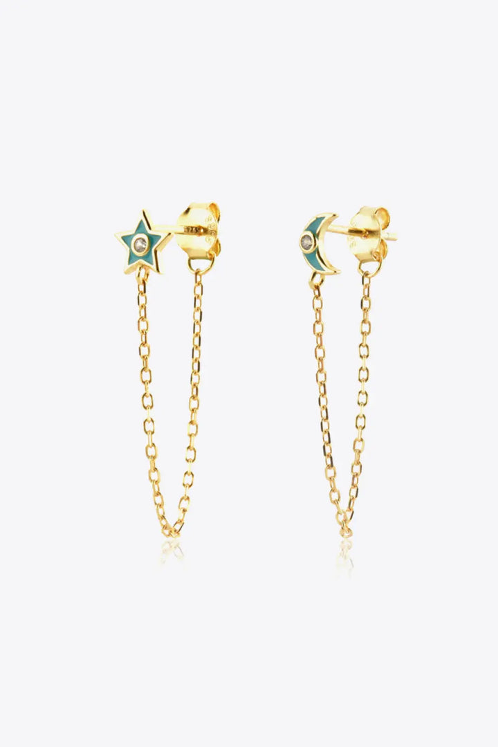 Zircon Star and Moon Mismatched Earrings LOVCIA