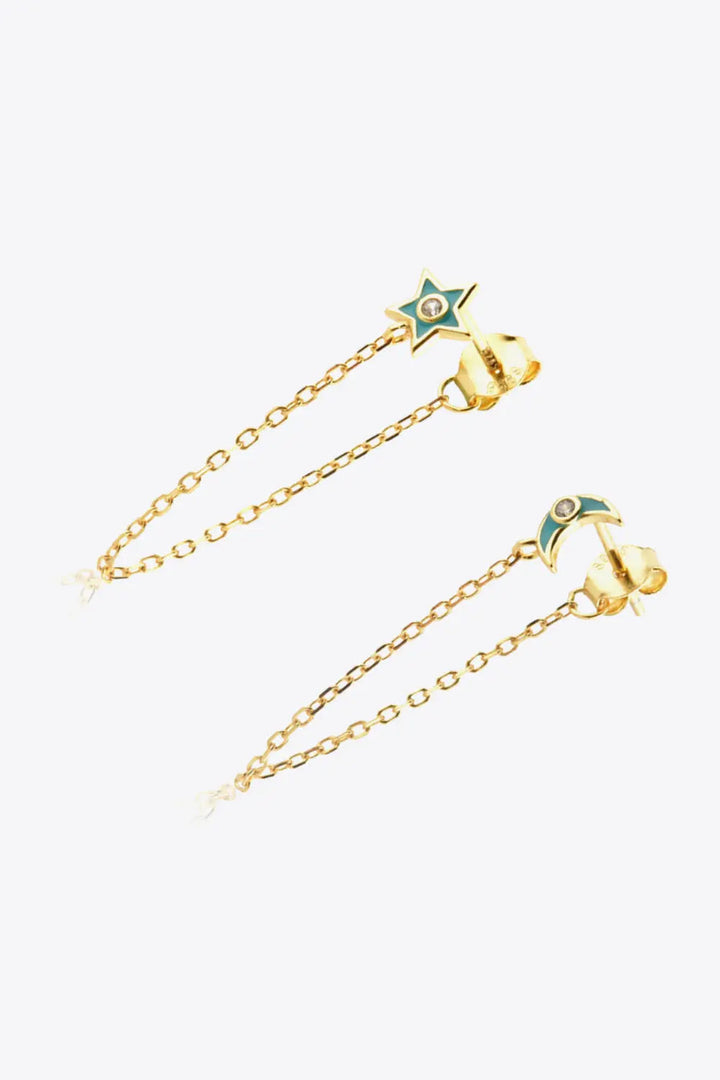 Zircon Star and Moon Mismatched Earrings LOVCIA