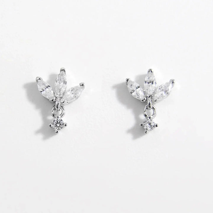 LOVCIA Inlaid Zircon 925 Sterling Silver Geometric Stud Earrings